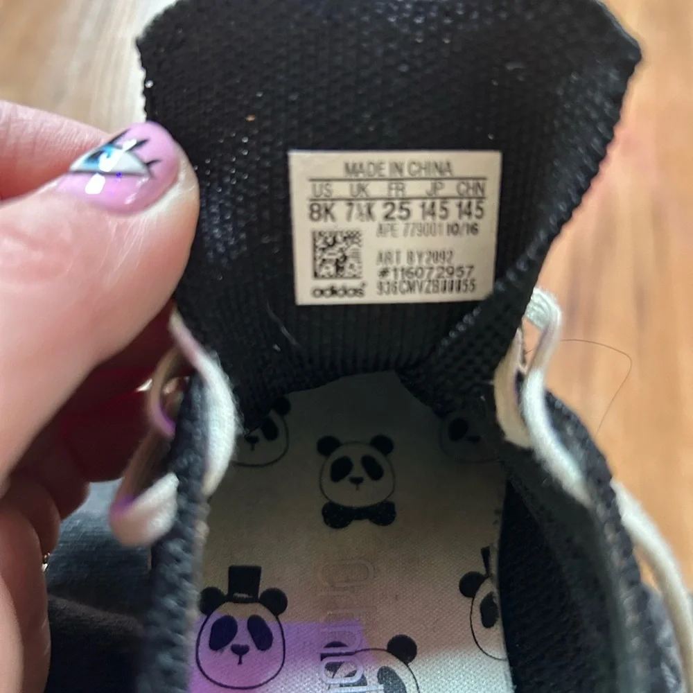 Adidas Mini Rodini Kids Black Sneakers 8K Panda Top hat Rare Print